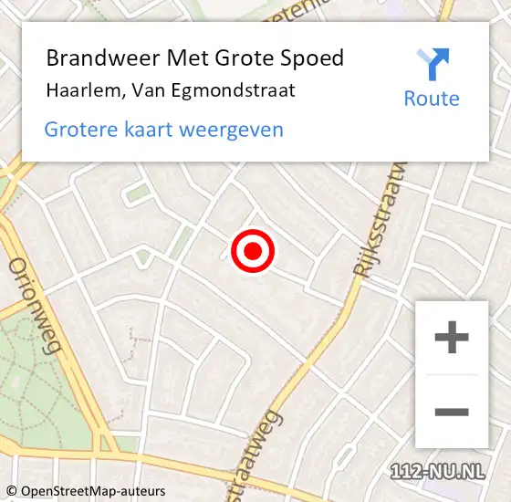 Locatie op kaart van de 112 melding: Brandweer Met Grote Spoed Naar Haarlem, Van Egmondstraat op 15 januari 2024 11:20