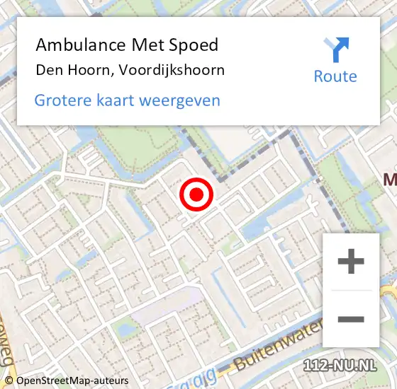 Locatie op kaart van de 112 melding: Ambulance Met Spoed Naar Den Hoorn, Voordijkshoorn op 15 januari 2024 12:05