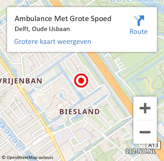 Locatie op kaart van de 112 melding: Ambulance Met Grote Spoed Naar Delft, Oude IJsbaan op 15 januari 2024 12:22