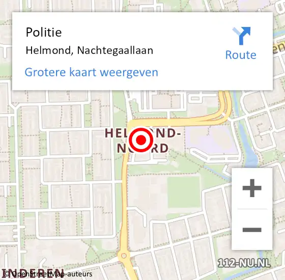 Locatie op kaart van de 112 melding: Politie Helmond, Nachtegaallaan op 15 januari 2024 12:53