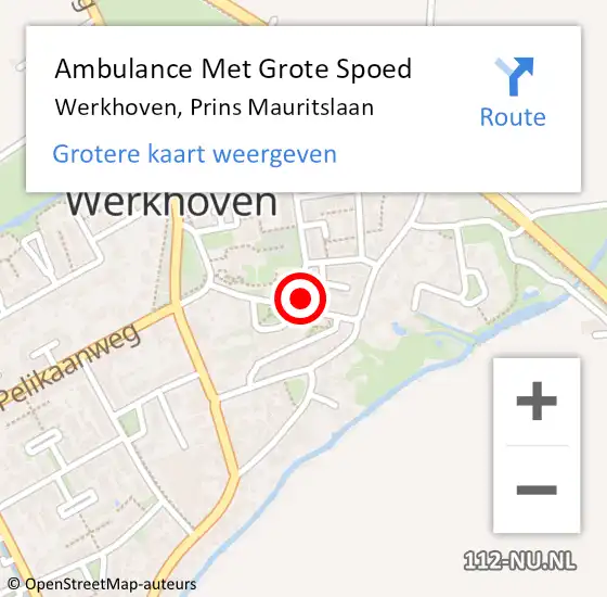 Locatie op kaart van de 112 melding: Ambulance Met Grote Spoed Naar Werkhoven, Prins Mauritslaan op 22 september 2014 10:28