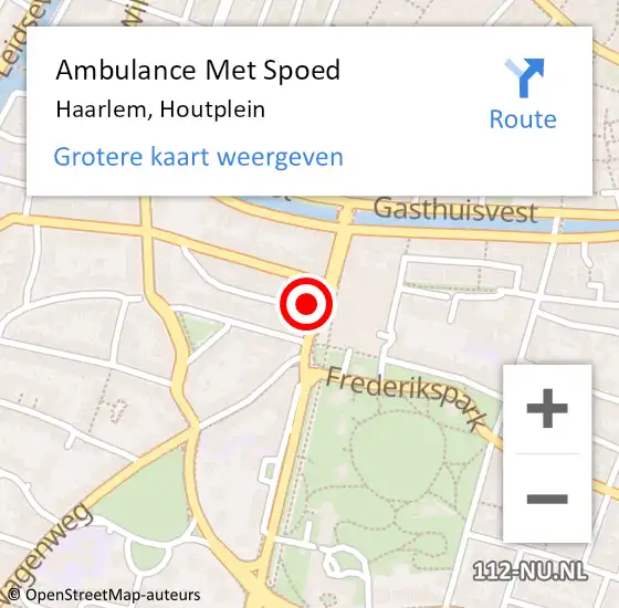 Locatie op kaart van de 112 melding: Ambulance Met Spoed Naar Haarlem, Houtplein op 15 januari 2024 13:06