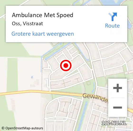 Locatie op kaart van de 112 melding: Ambulance Met Spoed Naar Oss, Visstraat op 22 september 2014 10:30