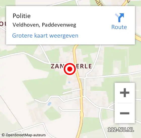 Locatie op kaart van de 112 melding: Politie Veldhoven, Paddevenweg op 15 januari 2024 13:14