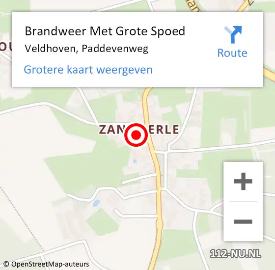 Locatie op kaart van de 112 melding: Brandweer Met Grote Spoed Naar Veldhoven, Paddevenweg op 15 januari 2024 13:18