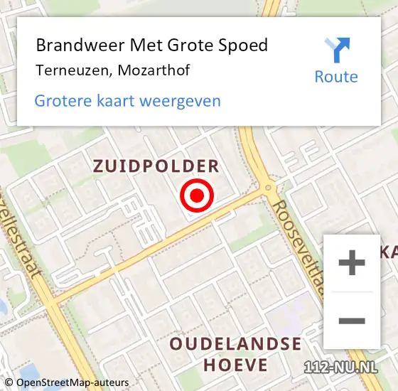 Locatie op kaart van de 112 melding: Brandweer Met Grote Spoed Naar Terneuzen, Mozarthof op 15 januari 2024 13:38