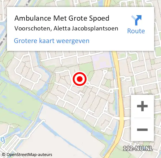 Locatie op kaart van de 112 melding: Ambulance Met Grote Spoed Naar Voorschoten, Aletta Jacobsplantsoen op 15 januari 2024 13:47