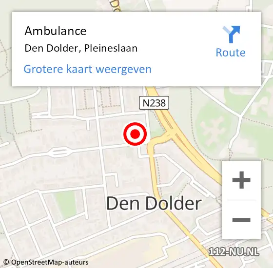 Locatie op kaart van de 112 melding: Ambulance Den Dolder, Pleineslaan op 22 september 2014 10:37