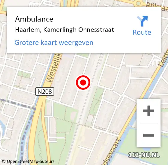 Locatie op kaart van de 112 melding: Ambulance Haarlem, Kamerlingh Onnesstraat op 15 januari 2024 14:07