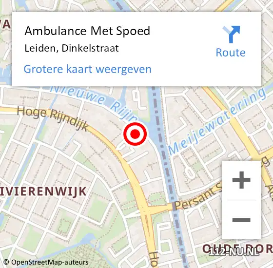 Locatie op kaart van de 112 melding: Ambulance Met Spoed Naar Leiden, Dinkelstraat op 15 januari 2024 14:13