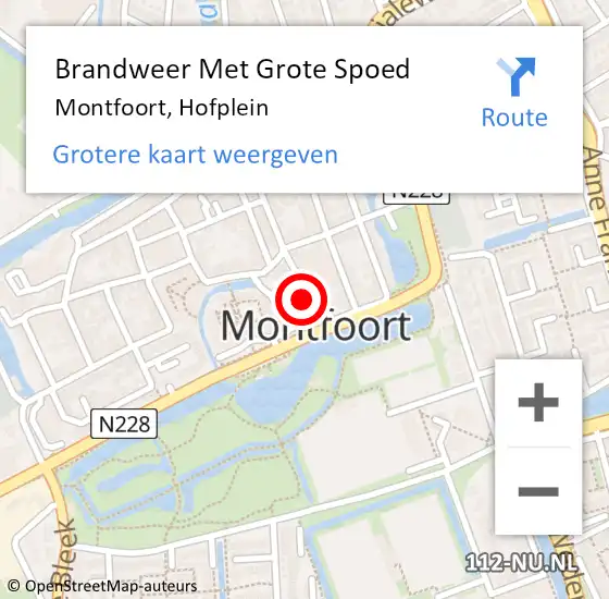 Locatie op kaart van de 112 melding: Brandweer Met Grote Spoed Naar Montfoort, Hofplein op 15 januari 2024 15:03