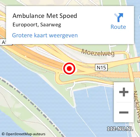 Locatie op kaart van de 112 melding: Ambulance Met Spoed Naar Europoort, Saarweg op 15 januari 2024 15:05