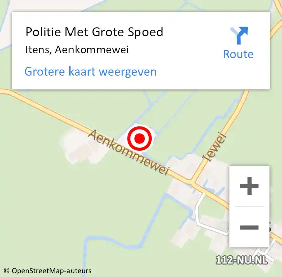 Locatie op kaart van de 112 melding: Politie Met Grote Spoed Naar Itens, Aenkommewei op 15 januari 2024 15:28