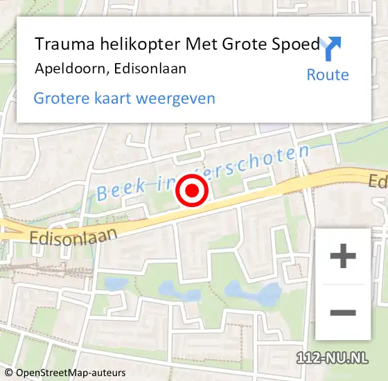 Locatie op kaart van de 112 melding: Trauma helikopter Met Grote Spoed Naar Apeldoorn, Edisonlaan op 15 januari 2024 15:52