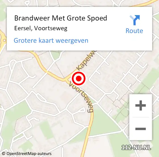 Locatie op kaart van de 112 melding: Brandweer Met Grote Spoed Naar Eersel, Voortseweg op 15 januari 2024 15:55