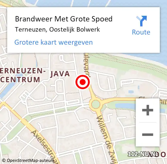 Locatie op kaart van de 112 melding: Brandweer Met Grote Spoed Naar Terneuzen, Oostelijk Bolwerk op 15 januari 2024 16:05