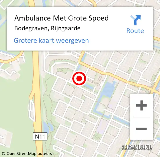 Locatie op kaart van de 112 melding: Ambulance Met Grote Spoed Naar Bodegraven, Rijngaarde op 15 januari 2024 16:09