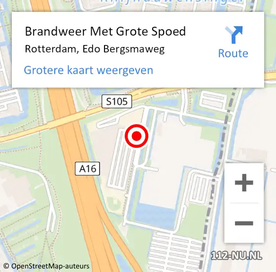 Locatie op kaart van de 112 melding: Brandweer Met Grote Spoed Naar Rotterdam, Edo Bergsmaweg op 15 januari 2024 16:14