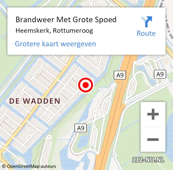 Locatie op kaart van de 112 melding: Brandweer Met Grote Spoed Naar Heemskerk, Rottumeroog op 15 januari 2024 16:53