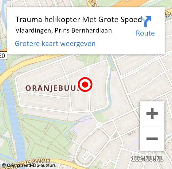 Locatie op kaart van de 112 melding: Trauma helikopter Met Grote Spoed Naar Vlaardingen, Prins Bernhardlaan op 15 januari 2024 16:57