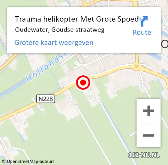 Locatie op kaart van de 112 melding: Trauma helikopter Met Grote Spoed Naar Oudewater, Goudse straatweg op 15 januari 2024 17:06