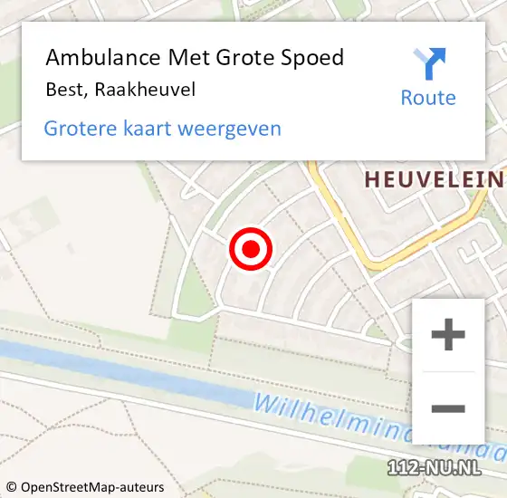 Locatie op kaart van de 112 melding: Ambulance Met Grote Spoed Naar Best, Raakheuvel op 22 september 2014 11:04