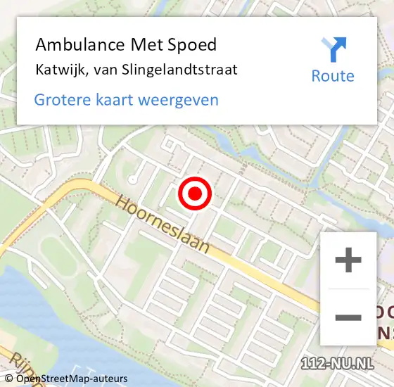 Locatie op kaart van de 112 melding: Ambulance Met Spoed Naar Katwijk, van Slingelandtstraat op 15 januari 2024 17:39