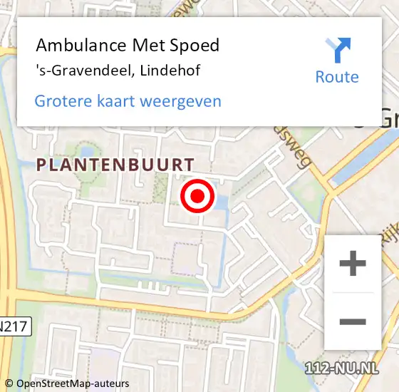 Locatie op kaart van de 112 melding: Ambulance Met Spoed Naar 's-Gravendeel, Lindehof op 15 januari 2024 17:49