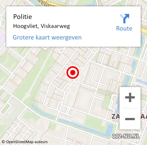 Locatie op kaart van de 112 melding: Politie Hoogvliet, Viskaarweg op 15 januari 2024 17:54