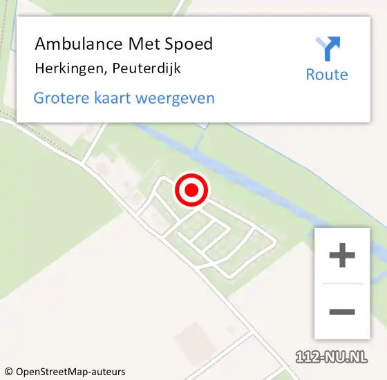 Locatie op kaart van de 112 melding: Ambulance Met Spoed Naar Herkingen, Peuterdijk op 15 januari 2024 18:05