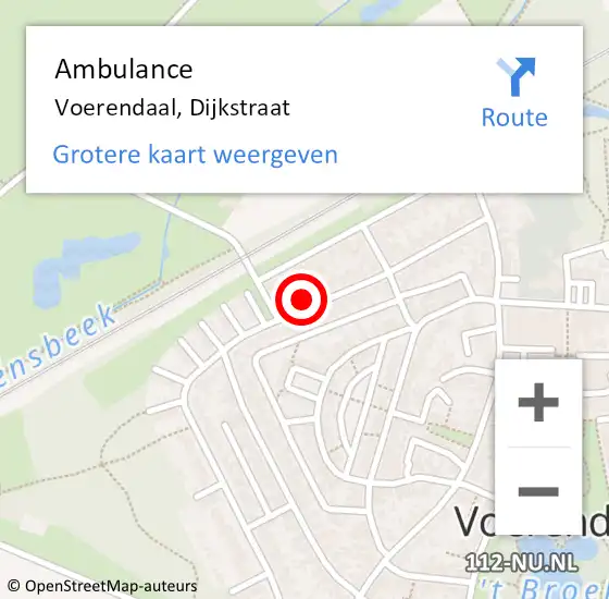 Locatie op kaart van de 112 melding: Ambulance Voerendaal, Dijkstraat op 22 september 2014 11:10