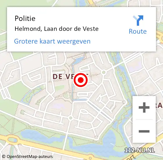 Locatie op kaart van de 112 melding: Politie Helmond, Laan door de Veste op 15 januari 2024 18:13