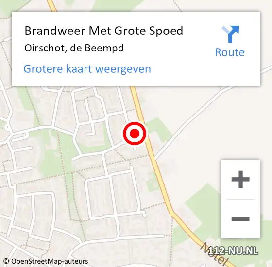 Locatie op kaart van de 112 melding: Brandweer Met Grote Spoed Naar Oirschot, de Beempd op 15 januari 2024 18:19