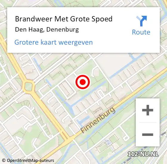 Locatie op kaart van de 112 melding: Brandweer Met Grote Spoed Naar Den Haag, Denenburg op 15 januari 2024 18:30