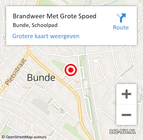 Locatie op kaart van de 112 melding: Brandweer Met Grote Spoed Naar Bunde, Schoolpad op 15 januari 2024 18:45