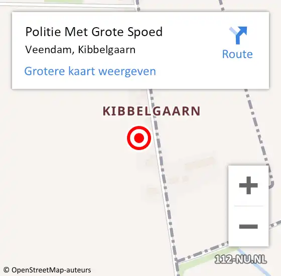 Locatie op kaart van de 112 melding: Politie Met Grote Spoed Naar Veendam, Kibbelgaarn op 15 januari 2024 19:26