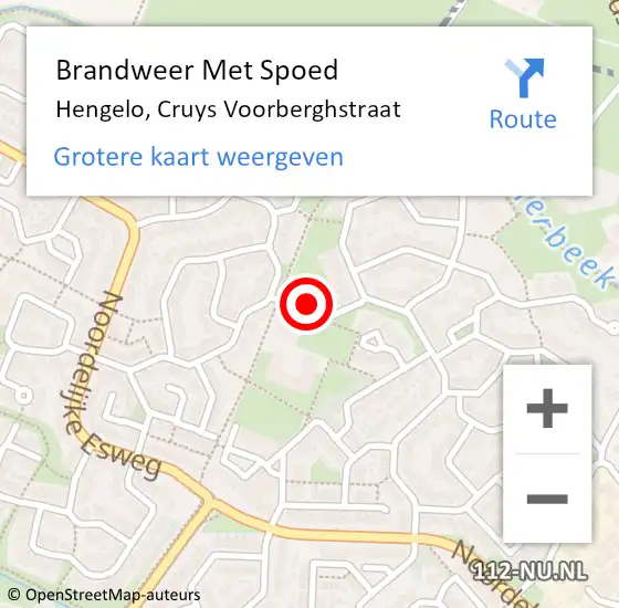 Locatie op kaart van de 112 melding: Brandweer Met Spoed Naar Hengelo, Cruys Voorberghstraat op 15 januari 2024 20:20