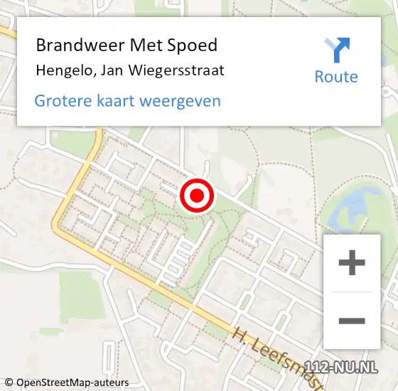 Locatie op kaart van de 112 melding: Brandweer Met Spoed Naar Hengelo, Jan Wiegersstraat op 15 januari 2024 20:22