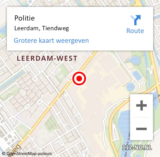 Locatie op kaart van de 112 melding: Politie Leerdam, Tiendweg op 15 januari 2024 20:42