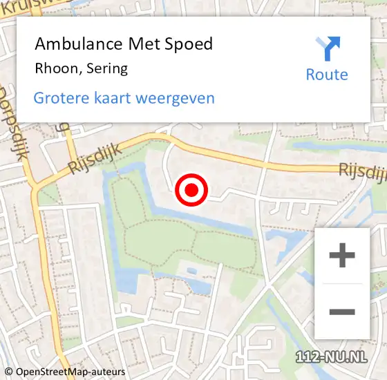 Locatie op kaart van de 112 melding: Ambulance Met Spoed Naar Rhoon, Sering op 15 januari 2024 20:54