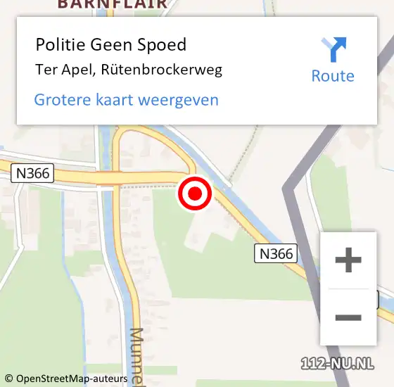 Locatie op kaart van de 112 melding: Politie Geen Spoed Naar Ter Apel, Rütenbrockerweg op 15 januari 2024 21:04