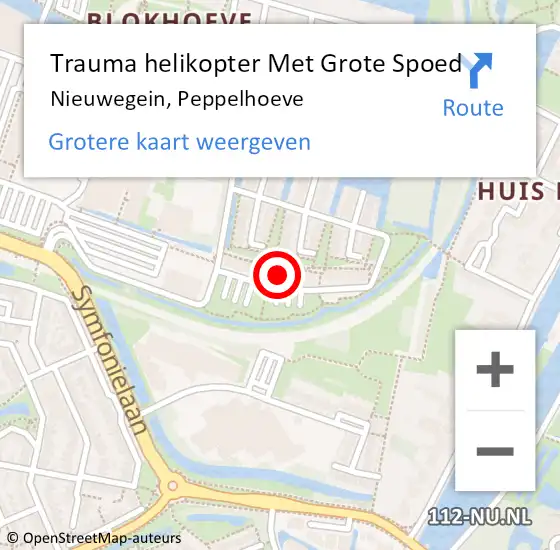 Locatie op kaart van de 112 melding: Trauma helikopter Met Grote Spoed Naar Nieuwegein, Peppelhoeve op 15 januari 2024 21:10