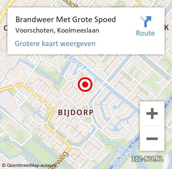 Locatie op kaart van de 112 melding: Brandweer Met Grote Spoed Naar Voorschoten, Koolmeeslaan op 15 januari 2024 21:29