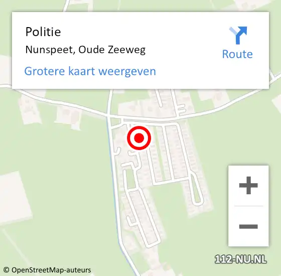 Locatie op kaart van de 112 melding: Politie Nunspeet, Oude Zeeweg op 15 januari 2024 21:50