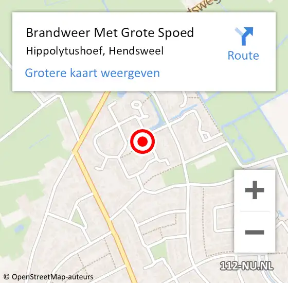 Locatie op kaart van de 112 melding: Brandweer Met Grote Spoed Naar Hippolytushoef, Hendsweel op 15 januari 2024 21:57