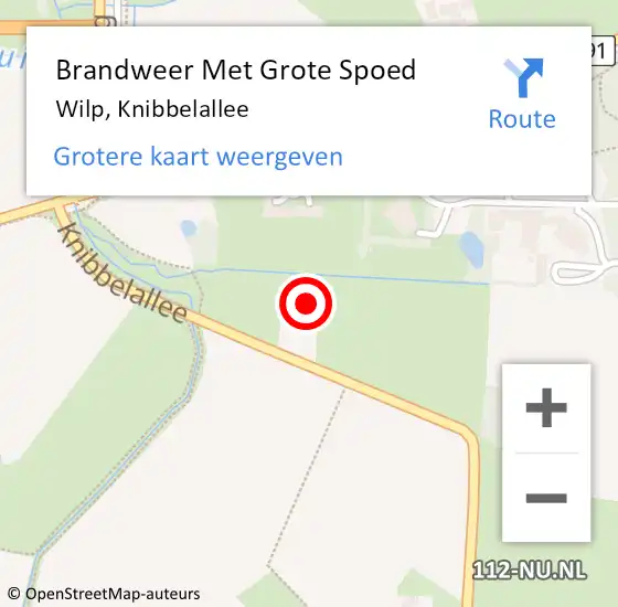 Locatie op kaart van de 112 melding: Brandweer Met Grote Spoed Naar Wilp, Knibbelallee op 15 januari 2024 22:33