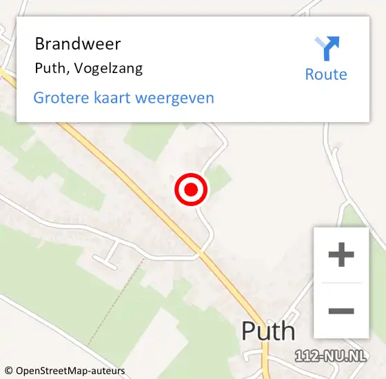 Locatie op kaart van de 112 melding: Brandweer Puth, Vogelzang op 22 september 2014 11:32