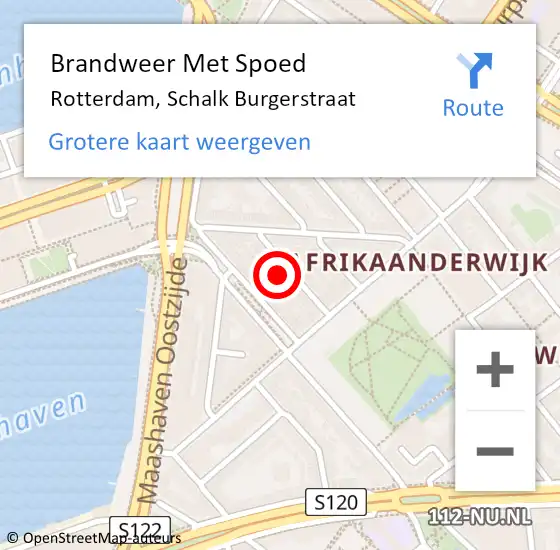 Locatie op kaart van de 112 melding: Brandweer Met Spoed Naar Rotterdam, Schalk Burgerstraat op 16 januari 2024 00:39