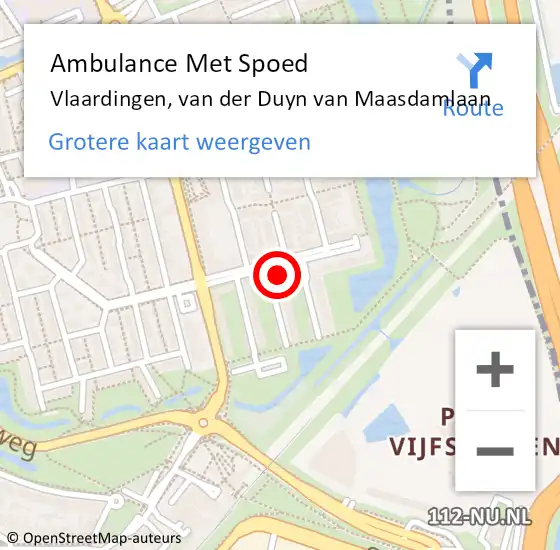 Locatie op kaart van de 112 melding: Ambulance Met Spoed Naar Vlaardingen, van der Duyn van Maasdamlaan op 16 januari 2024 01:32