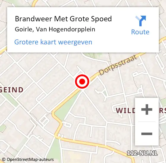 Locatie op kaart van de 112 melding: Brandweer Met Grote Spoed Naar Goirle, Van Hogendorpplein op 16 januari 2024 01:35